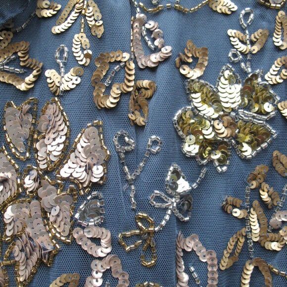 Mac Duggal 5717 Womens Blue Embellished Butterfly Sleeve High Neck Gown - Picture 9 of 14